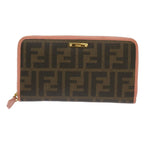 FENDI Zucca Canvas Long Wallet Black Brownyk11164