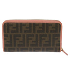 FENDI Zucca Canvas Long Wallet Black Brownyk11164