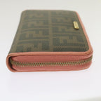 FENDI Zucca Canvas Long Wallet Black Brownyk11164