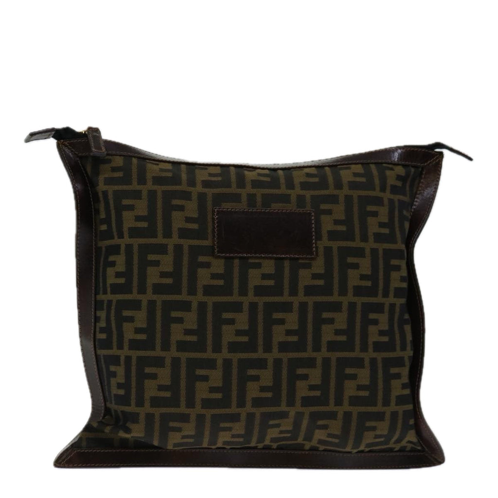 FENDI Zucca Canvas Clutch Bag Black Brownyk11175