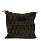 FENDI Zucca Canvas Clutch Bag Black Brownyk11175
