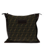 FENDI Zucca Canvas Clutch Bag Black Brownyk11175