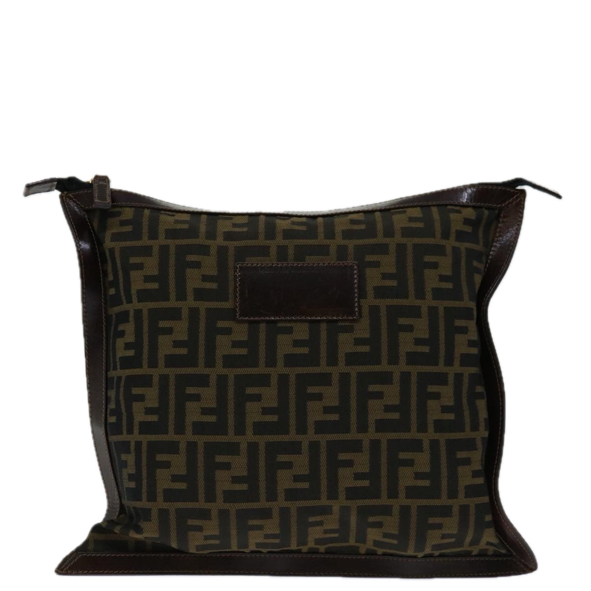 FENDI Zucca Canvas Clutch Bag Black Brownyk11175