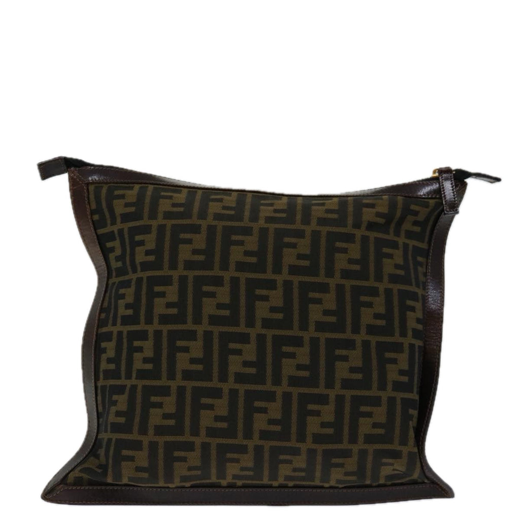 FENDI Zucca Canvas Clutch Bag Black Brownyk11175