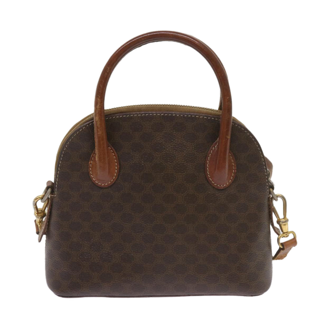 CELINE Macadam Canvas Hand Bag PVC 2way Brown Auth yk11221