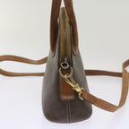 CELINE Macadam Canvas Hand Bag PVC 2way Brown Auth yk11221