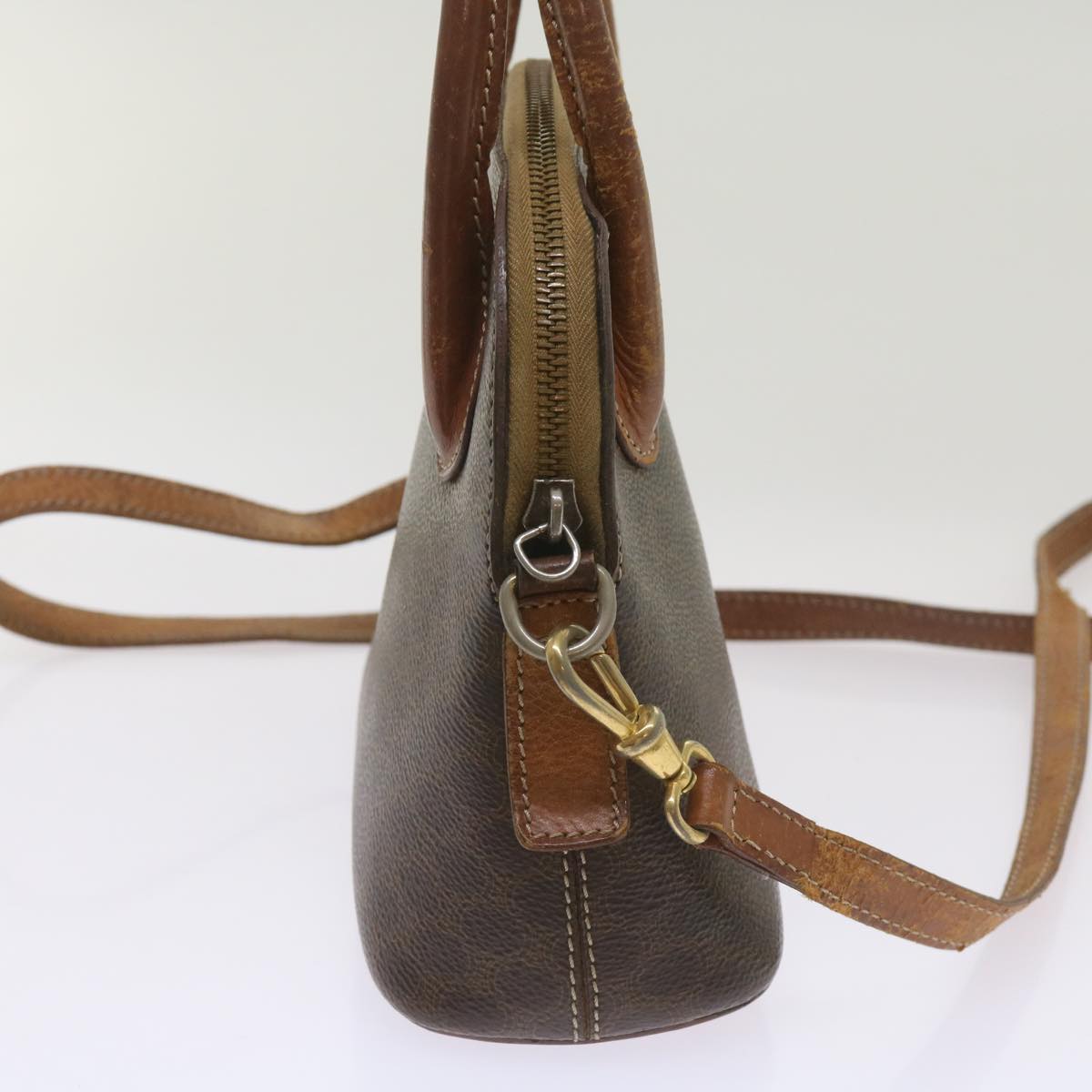 CELINE Macadam Canvas Hand Bag PVC 2way Brown Auth yk11221