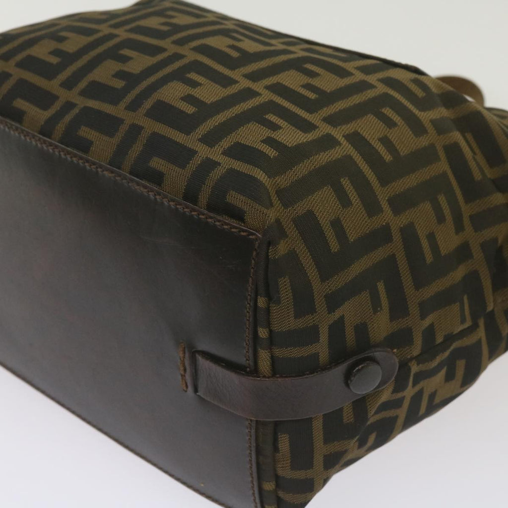 FENDI Zucca Canvas Hand Bag Brown Blackyk11227