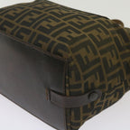 FENDI Zucca Canvas Hand Bag Brown Blackyk11227