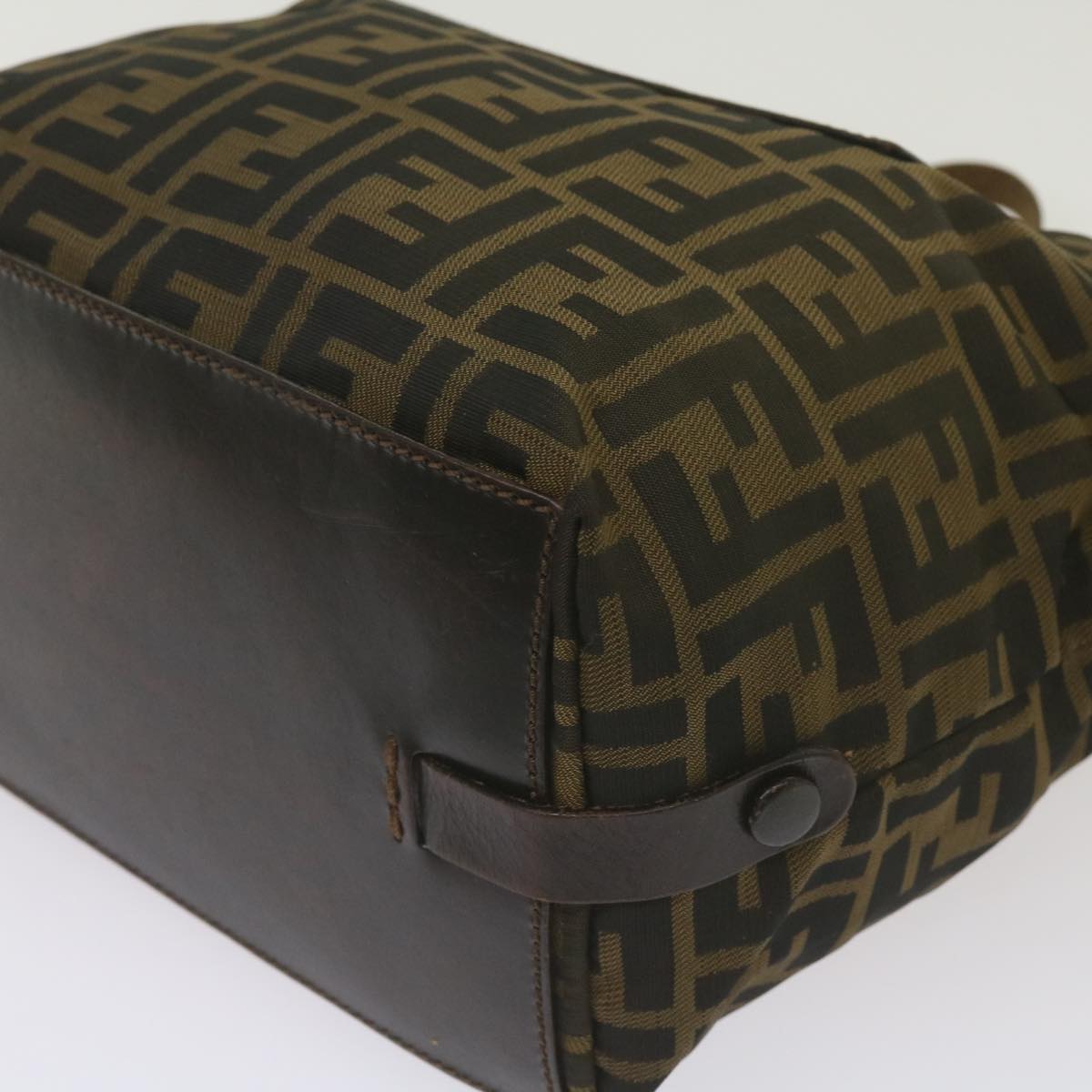 FENDI Zucca Canvas Hand Bag Brown Blackyk11227