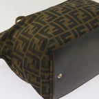 FENDI Zucca Canvas Hand Bag Brown Blackyk11227