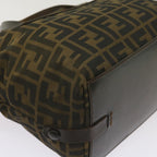 FENDI Zucca Canvas Hand Bag Brown Blackyk11227