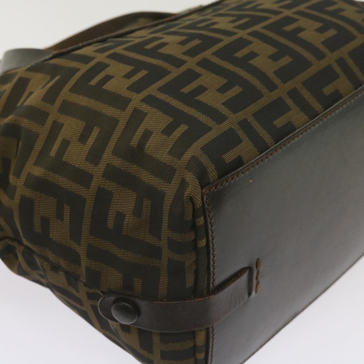 FENDI Zucca Canvas Hand Bag Brown Blackyk11227