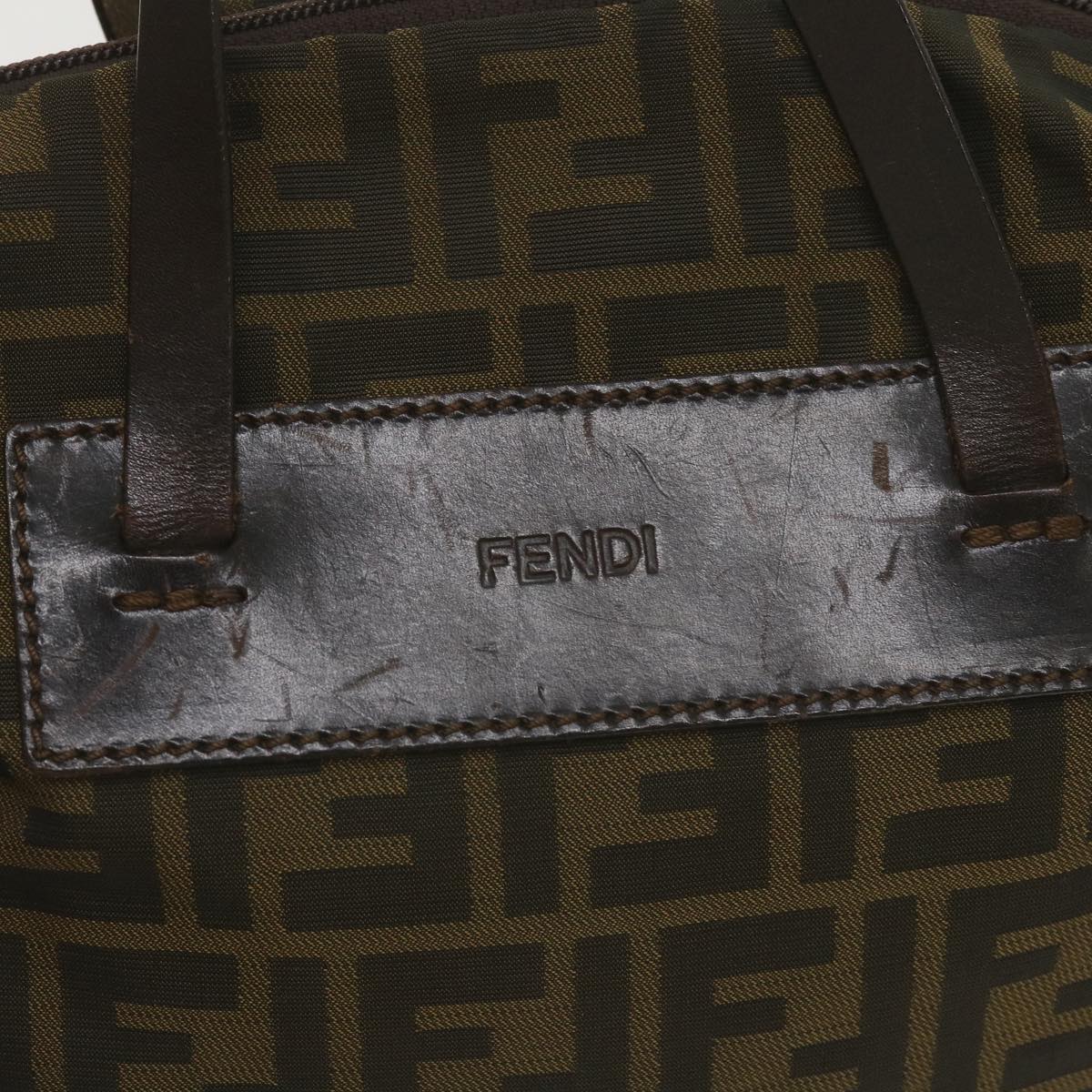 FENDI Zucca Canvas Hand Bag Brown Blackyk11227