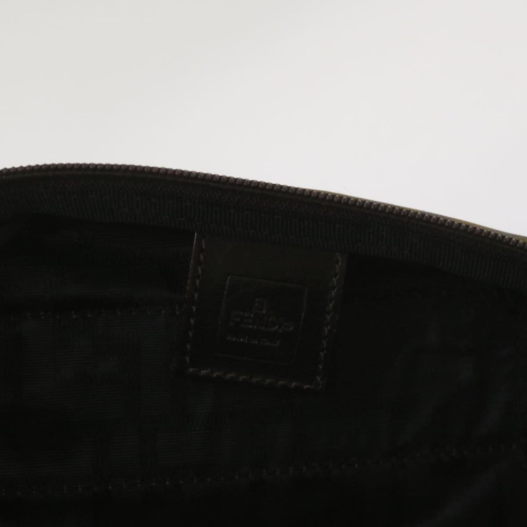 FENDI Zucca Canvas Hand Bag Brown Blackyk11227