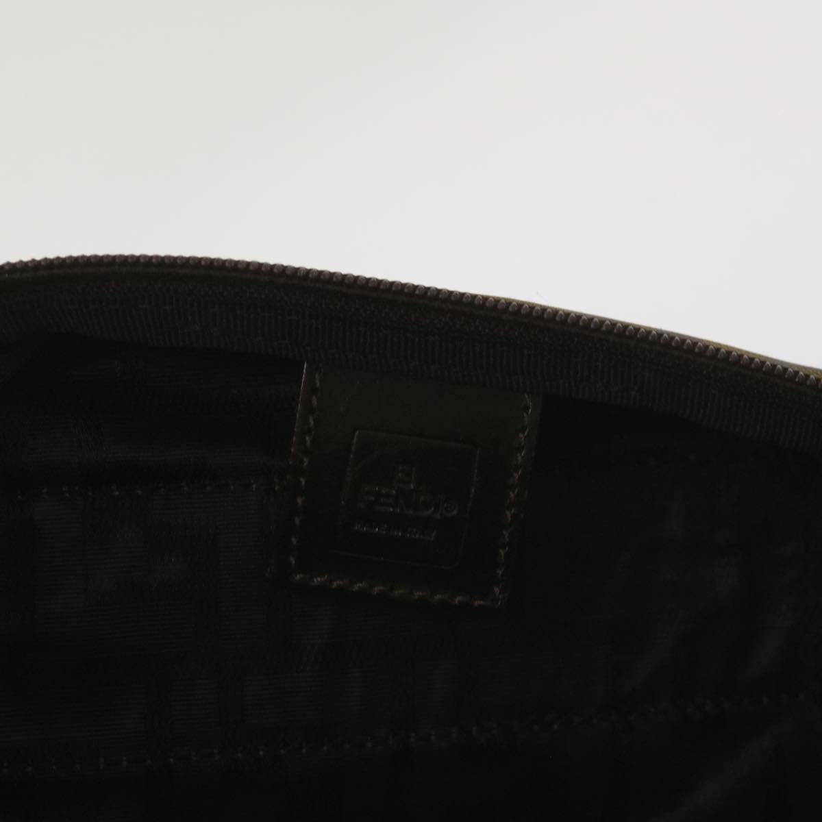 FENDI Zucca Canvas Hand Bag Brown Blackyk11227