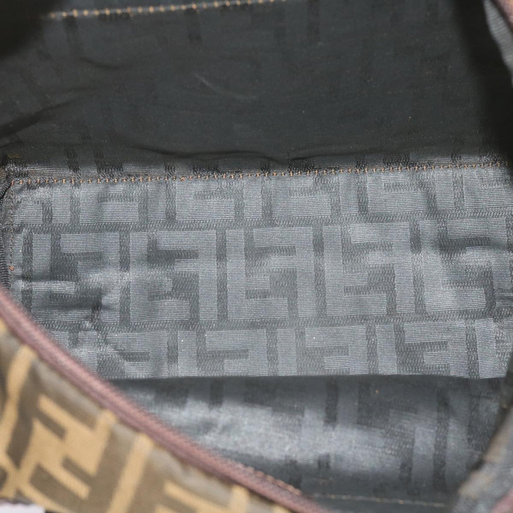 FENDI Zucca Canvas Hand Bag Brown Blackyk11227