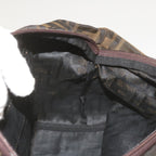 FENDI Zucca Canvas Hand Bag Brown Blackyk11227