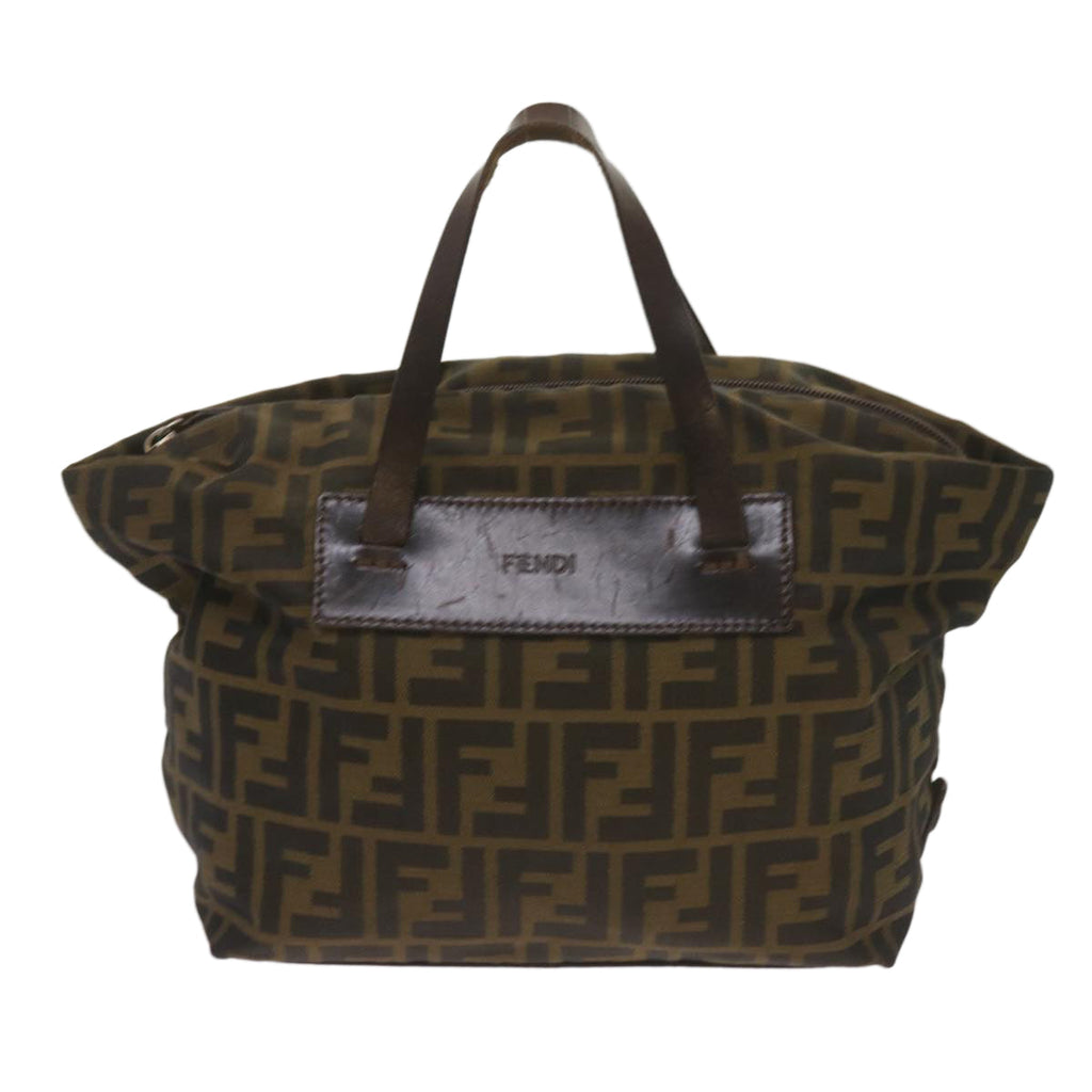 FENDI Zucca Canvas Hand Bag Brown Blackyk11227