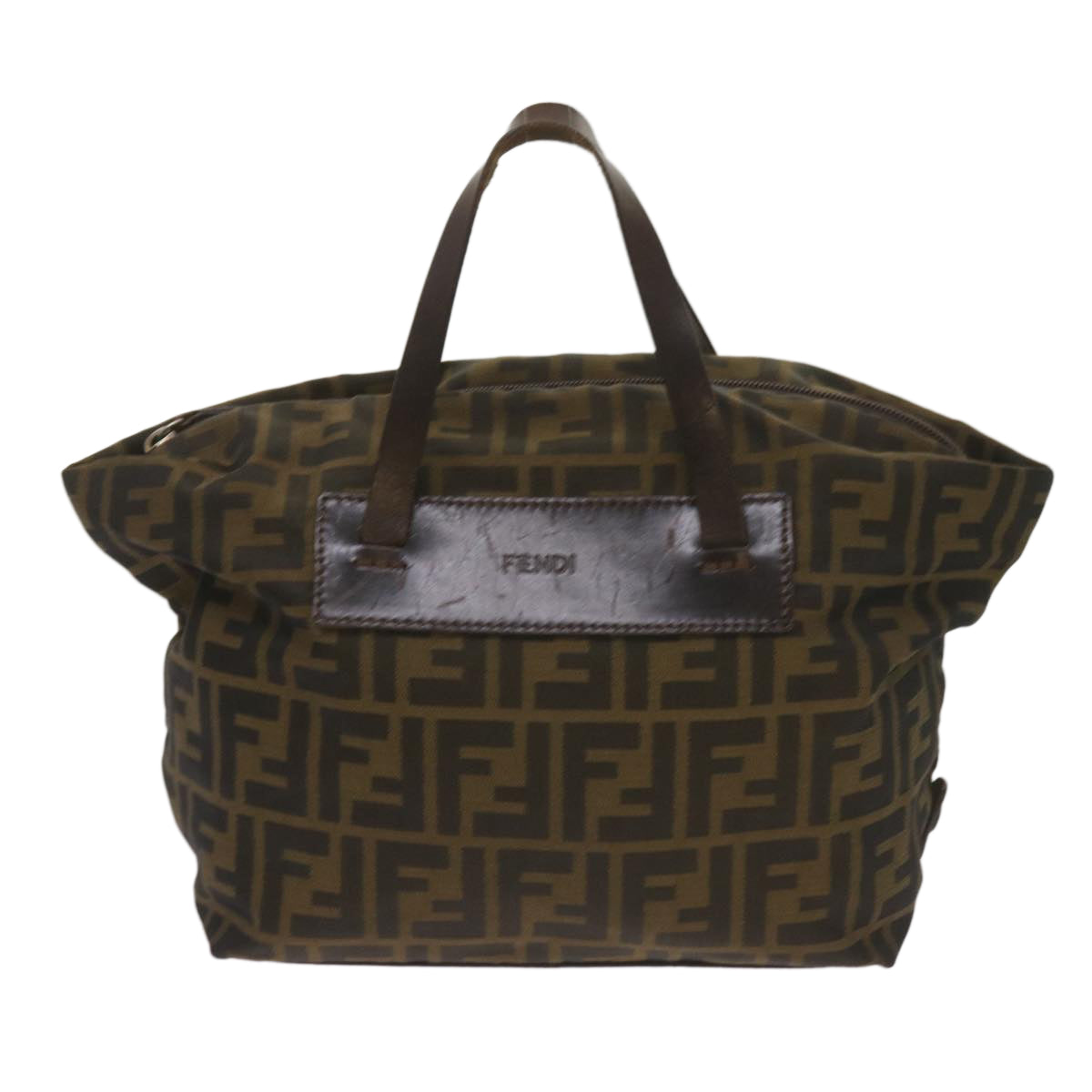FENDI Zucca Canvas Hand Bag Brown Blackyk11227