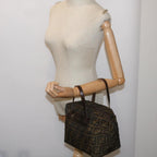 FENDI Zucca Canvas Hand Bag Brown Blackyk11227