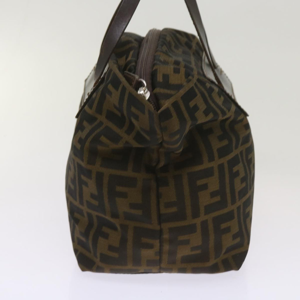 FENDI Zucca Canvas Hand Bag Brown Blackyk11227