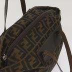 FENDI Zucca Canvas Hand Bag Brown Blackyk11227