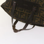 FENDI Zucca Canvas Hand Bag Brown Blackyk11227
