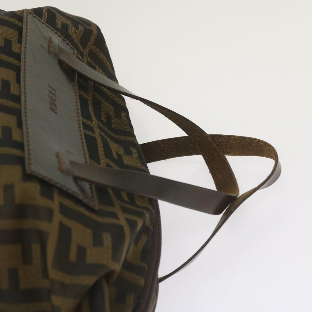 FENDI Zucca Canvas Hand Bag Brown Blackyk11227