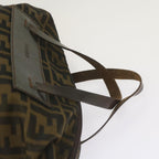 FENDI Zucca Canvas Hand Bag Brown Blackyk11227