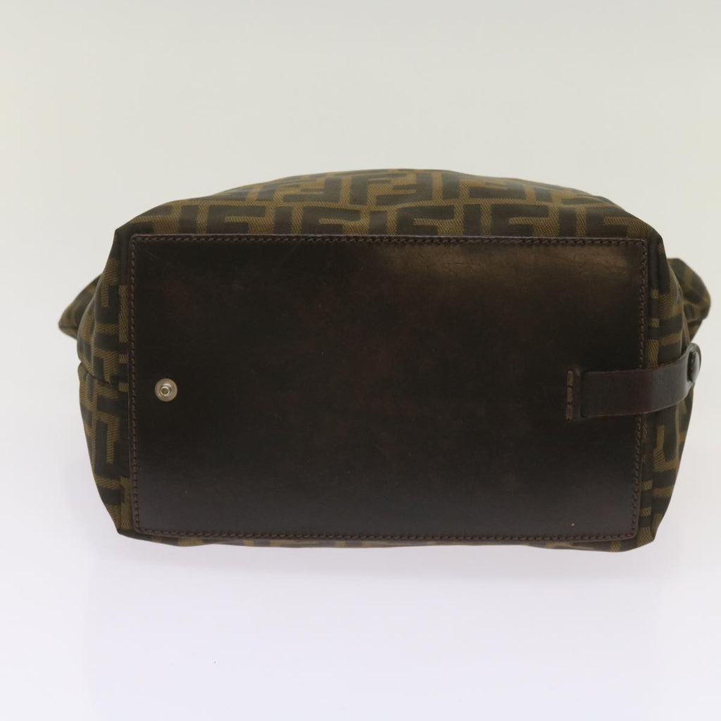 FENDI Zucca Canvas Hand Bag Brown Blackyk11227