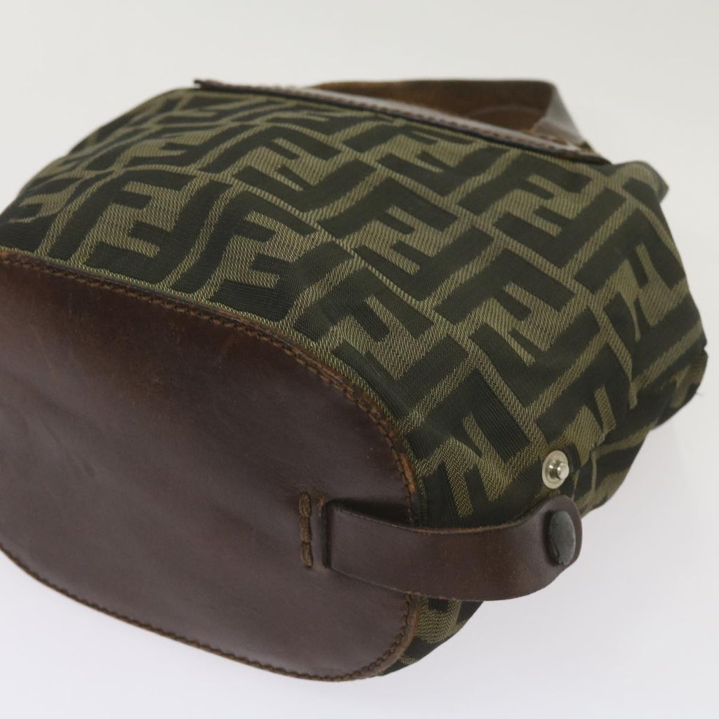 FENDI Zucca Canvas Hand Bag Brown Blackyk11238