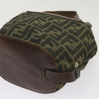FENDI Zucca Canvas Hand Bag Brown Blackyk11238