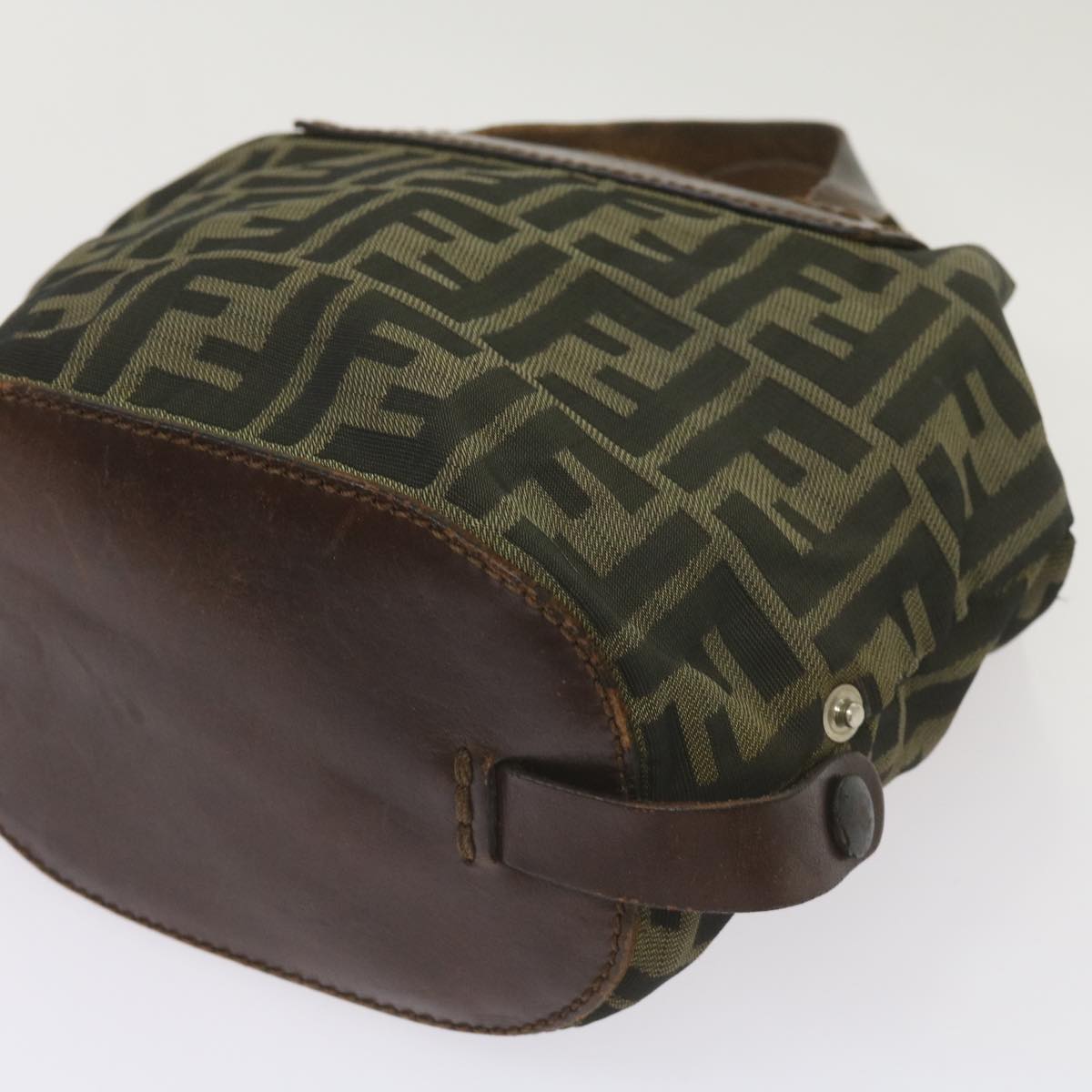 FENDI Zucca Canvas Hand Bag Brown Blackyk11238