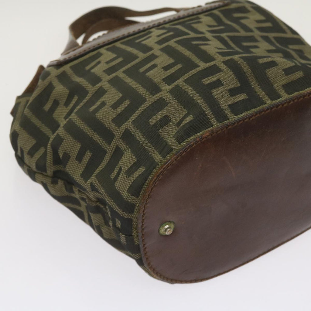FENDI Zucca Canvas Hand Bag Brown Blackyk11238
