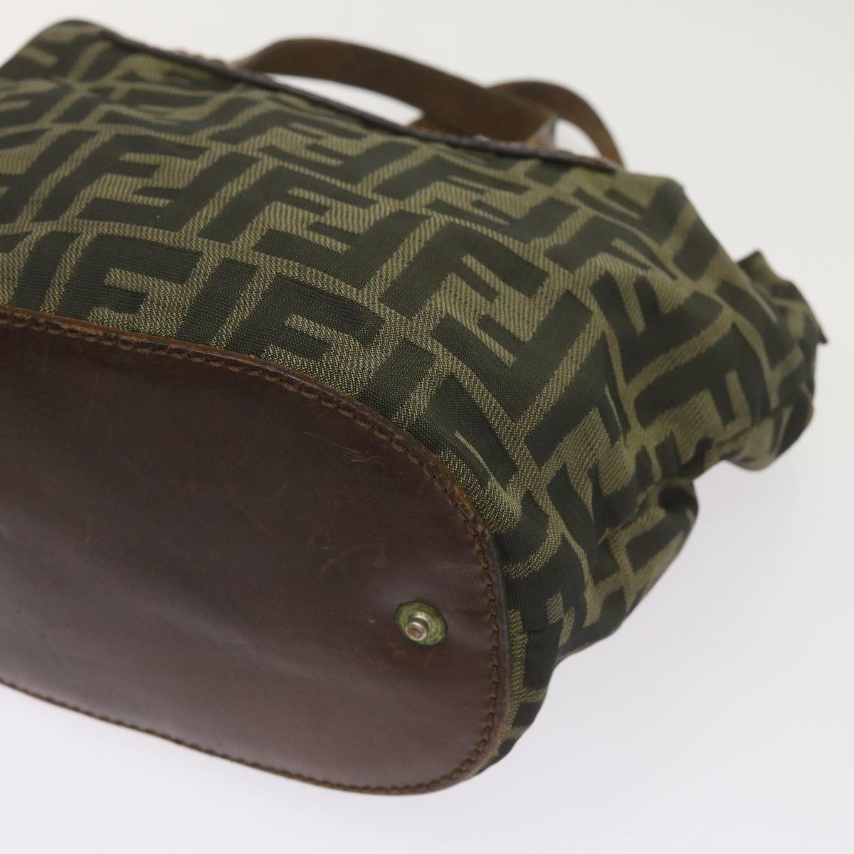 FENDI Zucca Canvas Hand Bag Brown Blackyk11238