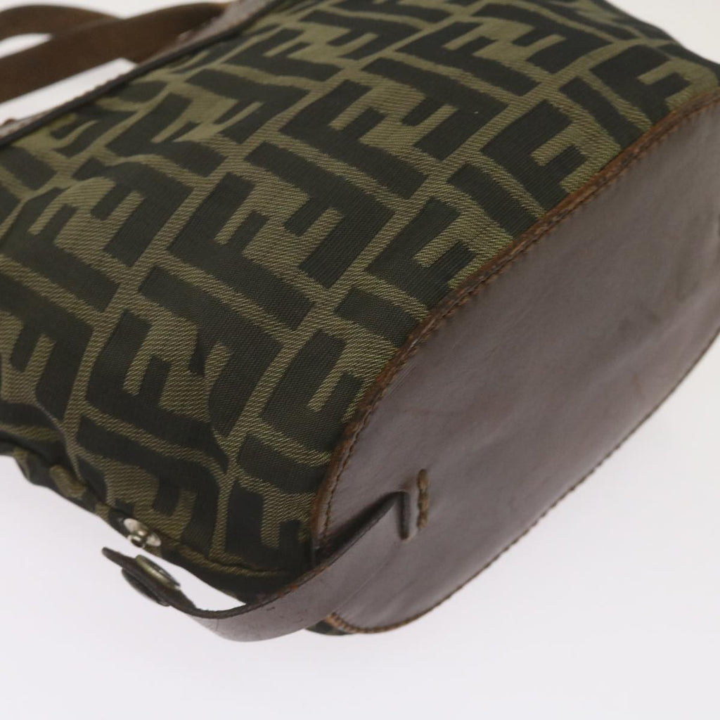 FENDI Zucca Canvas Hand Bag Brown Blackyk11238