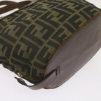 FENDI Zucca Canvas Hand Bag Brown Blackyk11238