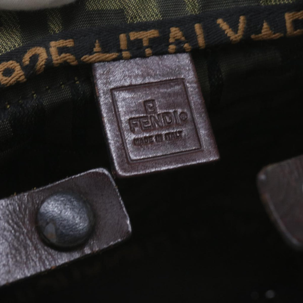 FENDI Zucca Canvas Hand Bag Brown Blackyk11238