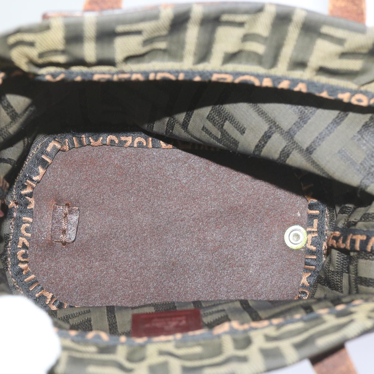 FENDI Zucca Canvas Hand Bag Brown Blackyk11238