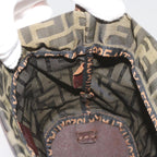 FENDI Zucca Canvas Hand Bag Brown Blackyk11238