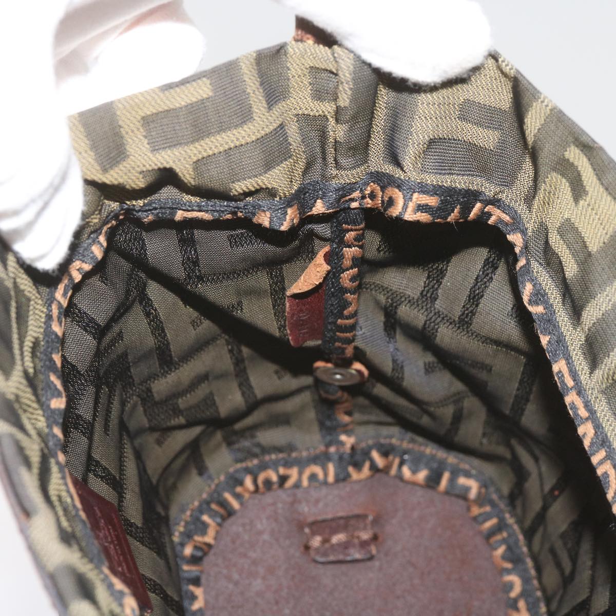FENDI Zucca Canvas Hand Bag Brown Blackyk11238