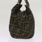 FENDI Zucca Canvas Hand Bag Brown Blackyk11238