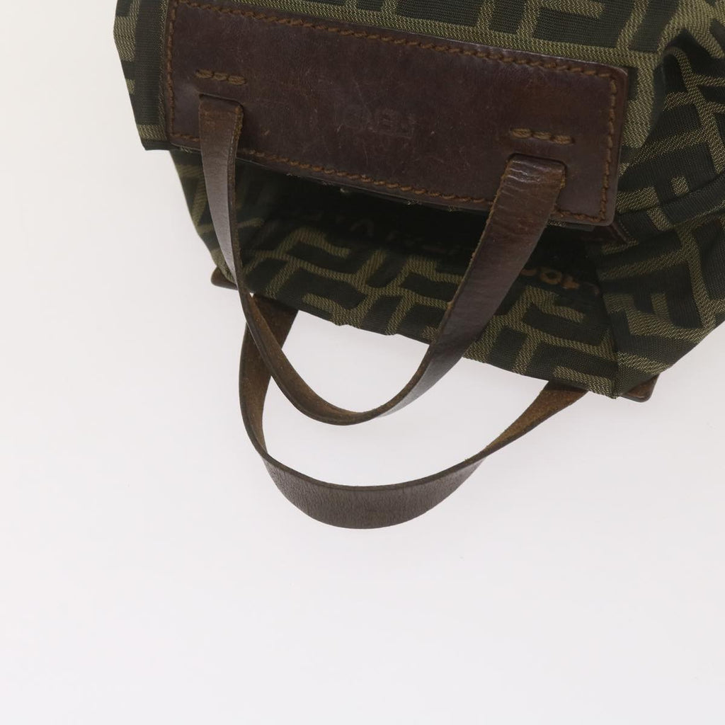 FENDI Zucca Canvas Hand Bag Brown Blackyk11238