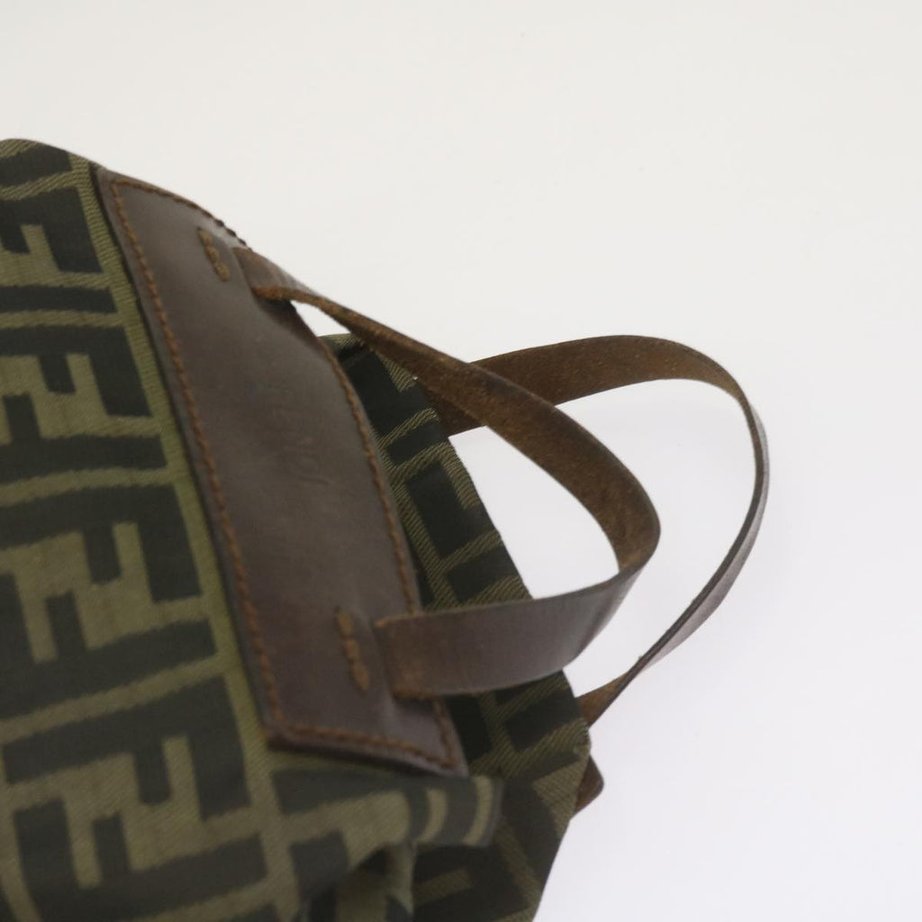 FENDI Zucca Canvas Hand Bag Brown Blackyk11238