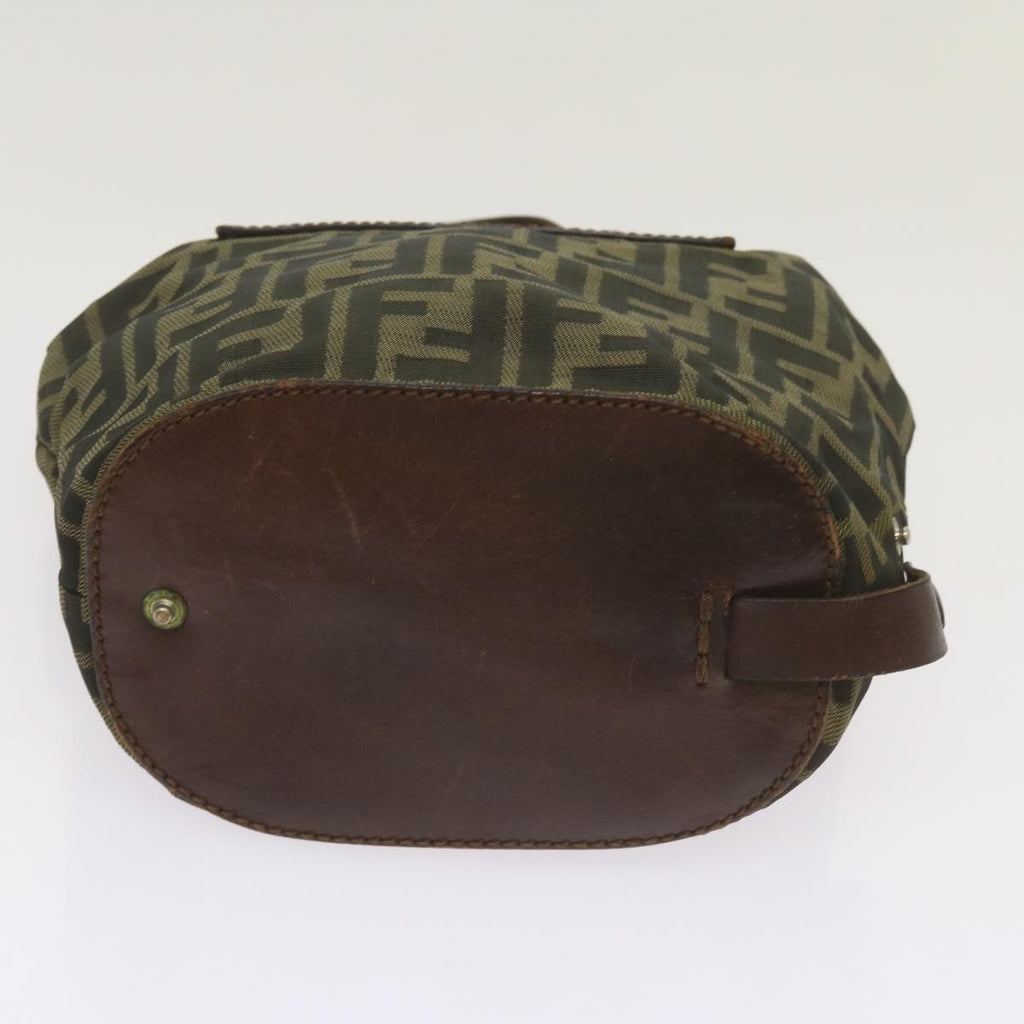 FENDI Zucca Canvas Hand Bag Brown Blackyk11238