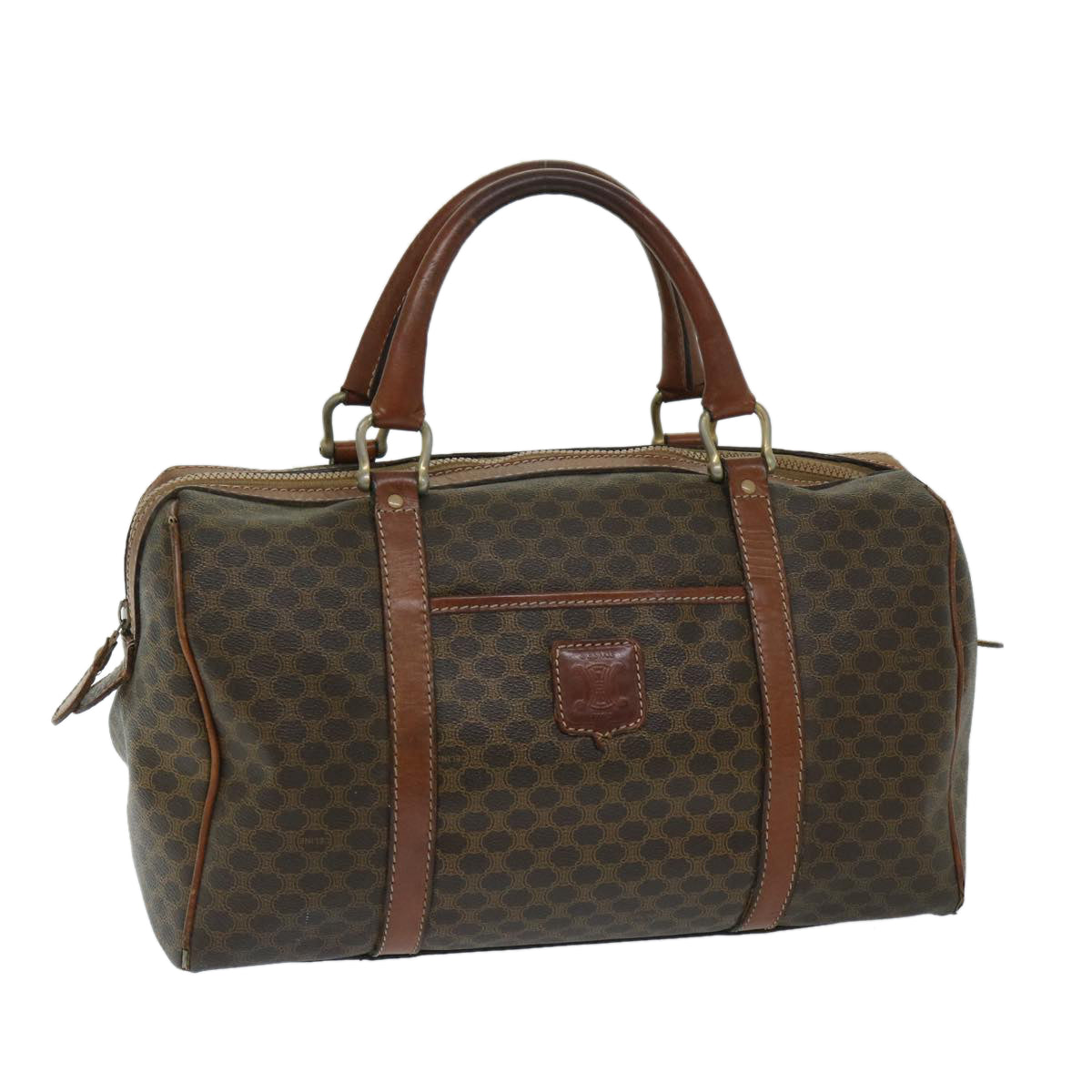 CELINE Macadam Canvas Boston Bag PVC Brown 11250