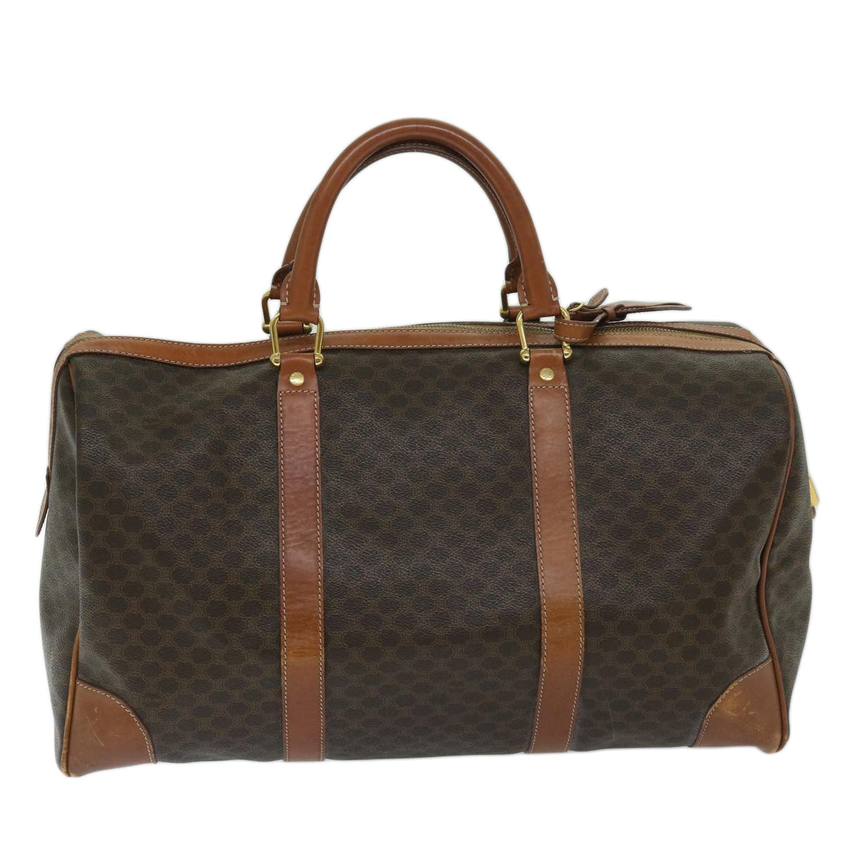 CELINE Macadam Canvas Boston Bag PVC Brown 11251