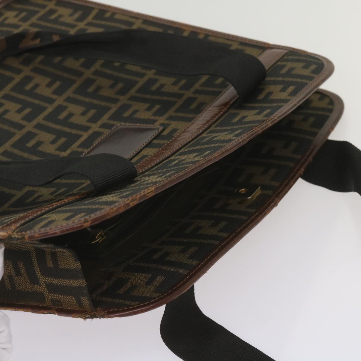 FENDI Zucca Canvas Tote Bag Black Brownyk11261