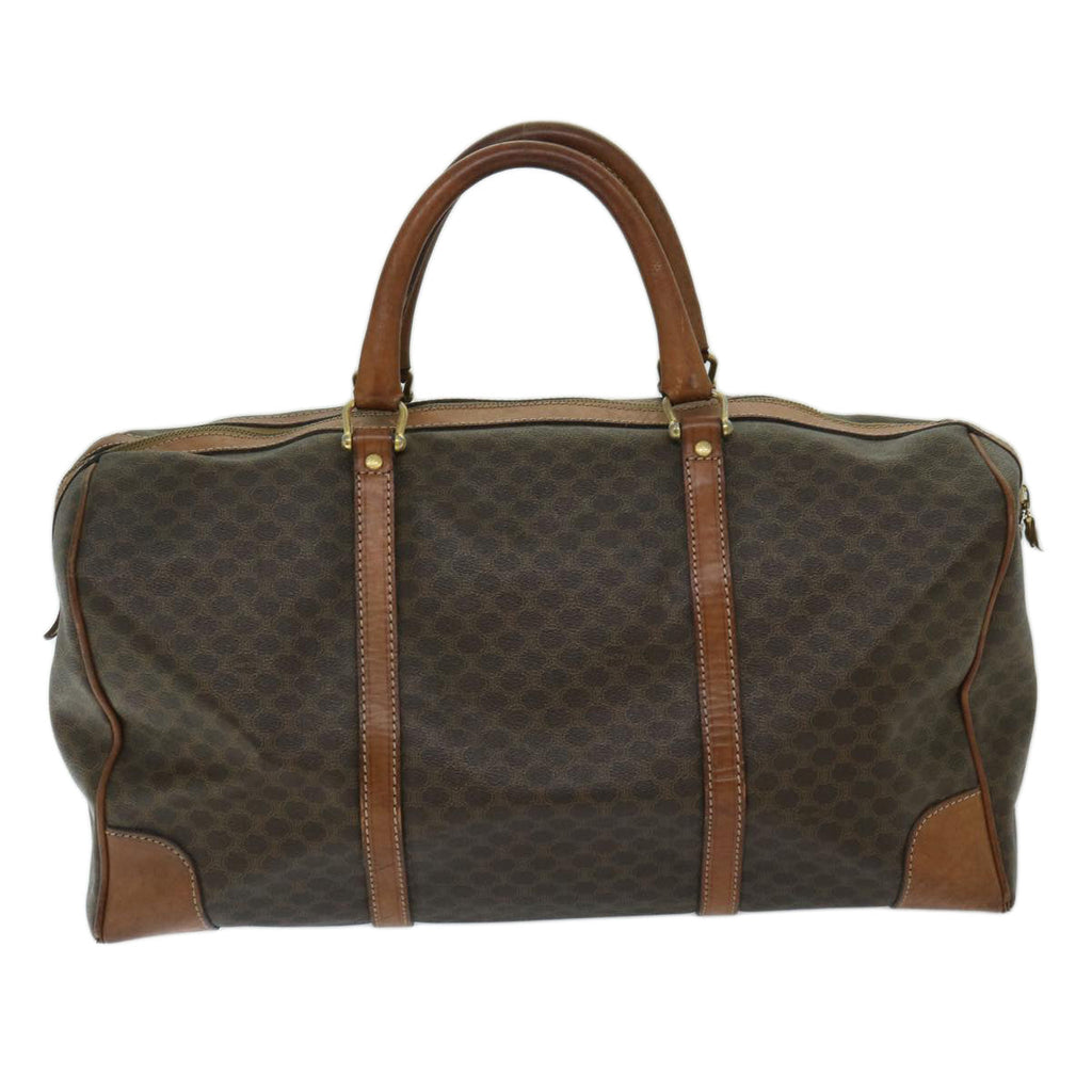CELINE Macadam Canvas Boston Bag PVC Brown Auth yk11271